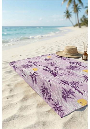Retro Island Pembe Plaj Havlusu 70 X 150 Cm Pembe - Mor