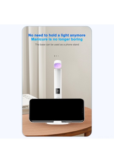 Hfambition Beyaz Led Tırnak Lambası, Telefon Tutucu Tabanlı, 180mah Pil, 45/60s Zamanlama, Geri Çekilebilir Katlanabilir Kafa, Ekranlı Beyaz