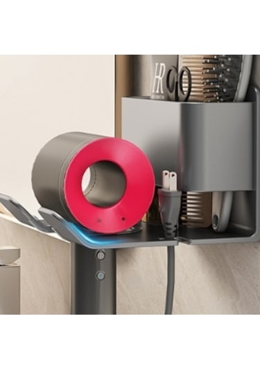 Lichen Saç Kurutma Makinesi Depolama Rafı, Delik Açmaya Gerek Siyah