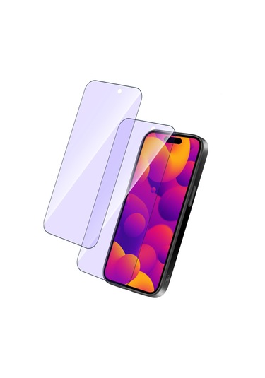 Yunboo İphone 15 Pro Max 6.7'' Mavi Işık Koruyucu Ultra Net Tam Kaplama Çizilmeye Dayanıklı Cam Ekran Koruyucu Gümüş