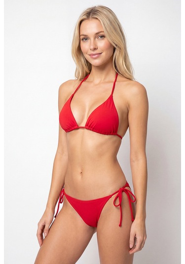 Loya Kadın Kırmızı Bağlamalı Üçgen Tek Üst Bikini