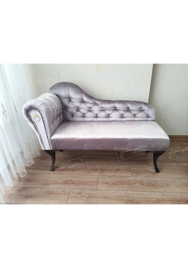 Dekoratif Bihter Koltuk Josefin Puf 130 Cm Siyah Ayak Lila