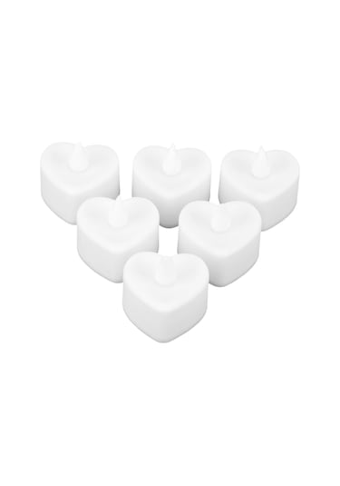 Lemestar 6 Adet Kalp Şeklinde Imitasyon Mum Aydınlatması, Evlilik Ve Tatiller İçin Islak Beyaz Işık, Dekoratif Ambiyans Lambaları Pil Dahil Değil Diğer
