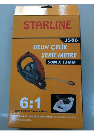 Starline 13 Mm Çelik Uzun Şerit Arazi Metresi 50 M