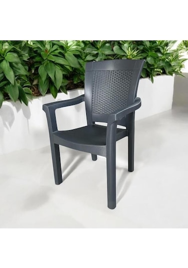 Napoli Kalın Bacaklı Kollu Sandalye Koltuk Antrasit Antrasit