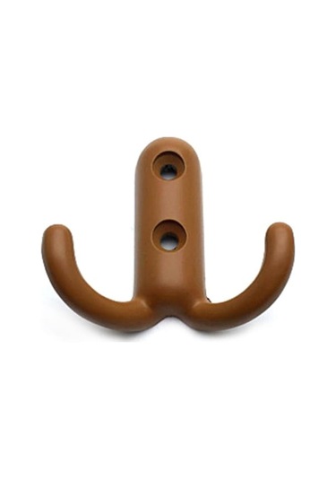 Cbtx 81004 Çift Kanca Çinko Alaşım Çocuk Odası Elbise Şapka Askı Kancası 2 Vida Delikli - Kahve Kahve