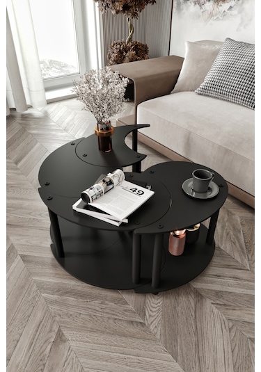 Yin Yang Unıty Serenıty Orta Sehpa 4 Lü Siyah 70 Cm Siyah