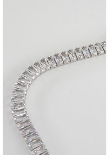 Kadın 316 L Çelik Vip Seri Antialerjik Baget Zirkon Taşlı Su Yolu Bileklik Ölçüleri 17cm + 3 Cm Uzatma 6 Mm Taş Boyutu-5212 Gümüş