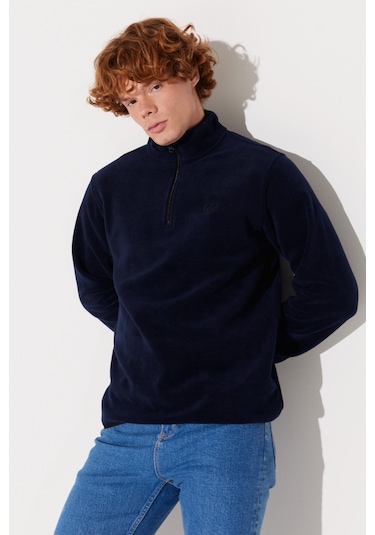 Regular Fit Normal Kesim Dik Yaka Yarım Fermuarlı Lacivert Polar L212208410 Lacivert