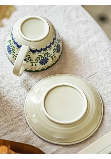 Roomi Desenli Seramik Çay Takımı 320 Ml, Fincan Ve Tabak 230280424 Beyaz