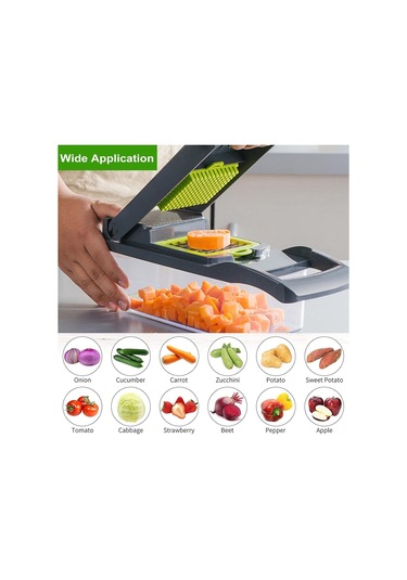 Gajeena Mutfakda Hızlı Kesim: 16 Fonksiyonlu Sebze Meyve Dilimleyici, Parçalıcı, Işınlayıcı Depolama Kutusuyla Temiz Ve Verimli Yeşil