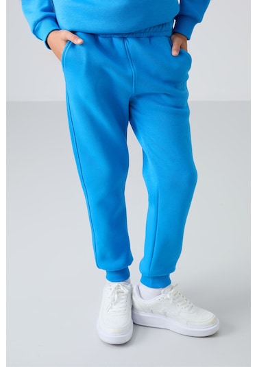 Tommy Life Saks Pamuklu Kalın İçi Tüylü Yumuşak Dokulu Standart Fit Nakışlı Erkek Çocuk Eşofman Takım - 11249 Saks Mavisi