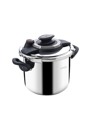 Emsan Montana Siyah Gri Düdüklü Tencere 6 L Gri - Siyah