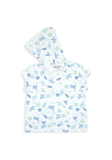 ORGANİK HAVLU KUMAŞ KAPÜŞONLU KOLSUZ KIZ ÇOCUK TSHİRT Ekru