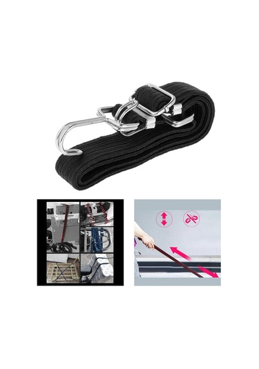 Homyl Ağır Hizmet Tipi Elastik Bungee Cord Kancalı Siyah-1m Siyah 1m Siyah