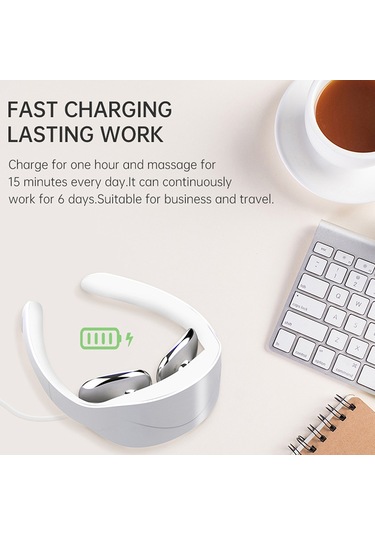 Hangfox Lg A5 Beyaz Boyun Massaj Cihazı: Katlanabilir, Düşük Frekanslı Darbeli, 42 C Isı Terapisi, 5 Mod, 15 Seviye Güç, 15 Dakika Zamanlayıcı, Dahili Pil Çok Renkli