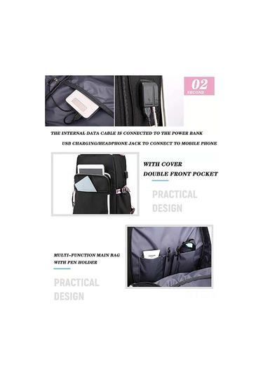 Vkemall Ergen Kız Çanta Okul Çanta 35l 17" Siyah Usb Şarj Ve Kulaklık Girişi Dayanıklı Yumuşak Kumaş Modern Tasarım Siyah Vkemall Ergen Kız Çanta Okul Çanta 35l 17" Siyah Usb Şarj Ve Kulaklık Girişi Dayanıklı Yumuşak Kumaş Modern Tasarım Siyah