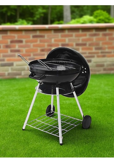 Xl Boy Kömürlü Küre Mangal Kapaklı Mangal 56cm Tekerlekli Yuvarl