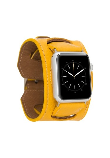 Bouletta Watch Uyumlu Deri Kordon 42-44-45Mm Cuff Fl12 Sarı