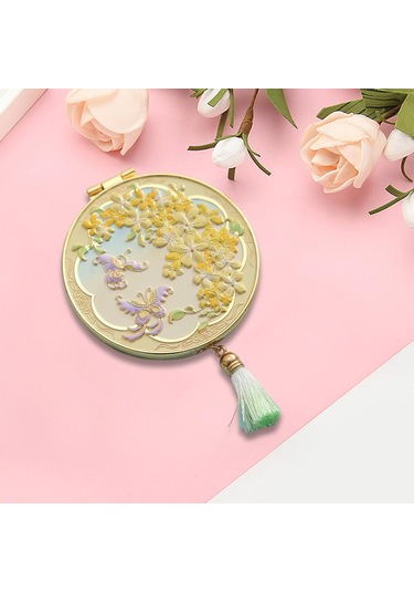 Suntek Seyahat Makyaj Aynası Yuvarlak Yaratıcı Kozmetik Çanta Sarı