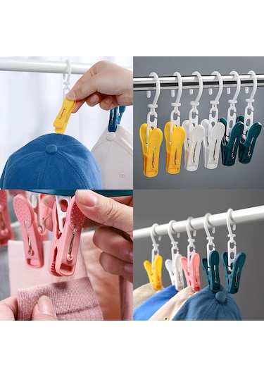 Sarı Elbise Çorap Asın Klip Şapka Askısı Dönebilen Dayanıklı Havlu Mandal Çeşitli Eşyalar Kanca Ev Bahçe Çamaşır Depolama Klip Dolap Organizatör