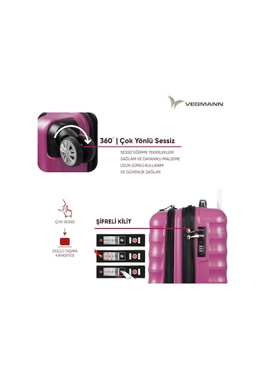 Vegmann Wave Laptop Bölmeli Violet Kabin Boy Valiz Violet