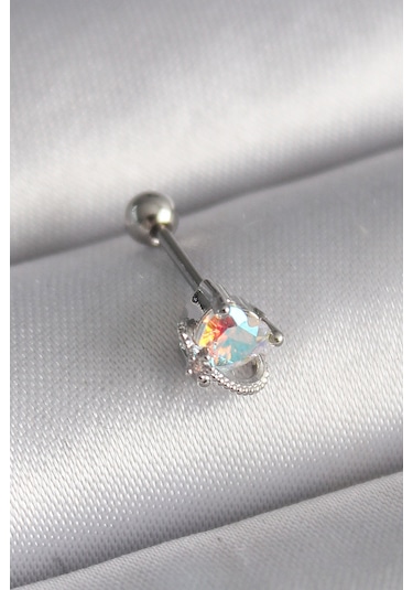 316l Çelik Gümüş Renk Zirkon Taşlı Kalp Tragus Piercing 30693082