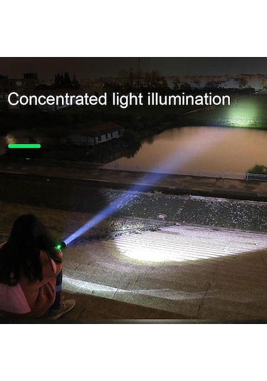 Zoom Özel Kuvvetler El Feneri Güçlü Işık Şarj Edilebilir Açık Hava Meşaleleri Taşınabilir Dayanıklı Uzun Menzilli Süper Parlak Led El Feneri Siyah