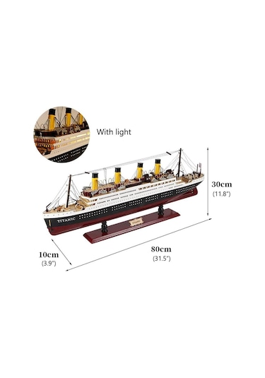 Titanik Led Işıklı Ahşap Model 80cm Titanic Gemi Koleksiyon