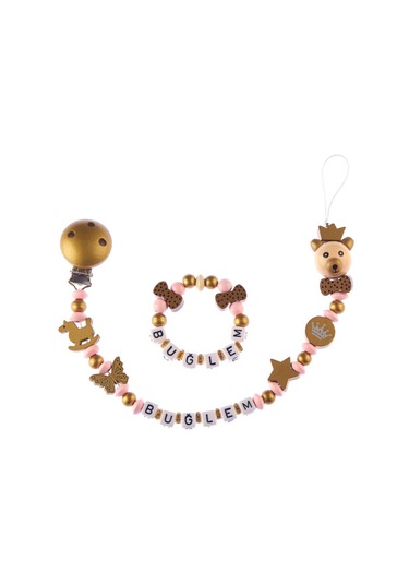 Isimli Emzik Zinciri Ve Bebek Bileklik - Bebek Bez041 Pembe