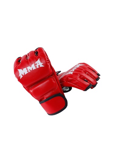 Boks Eldivenleri Yarım Parmak Açık Avuç İçi Grappling Müsabaka Yetişkin Unisex Kırmızı