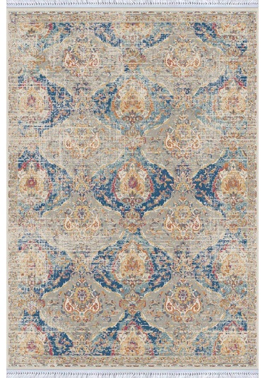 Mavi Vintage Dokuma Pamuk Tabanlı Kaymaz Kilim Klm218
