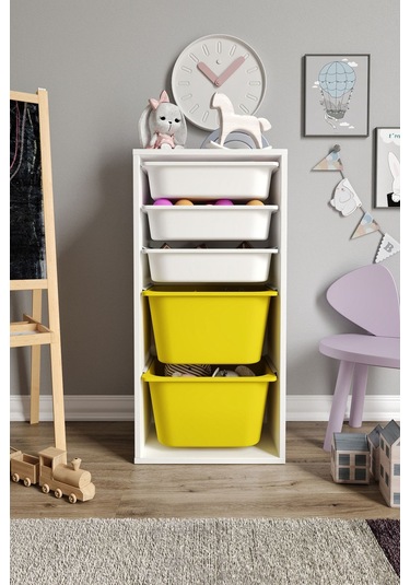 %100 Mdf - Medium Mono 5 Sepetli Oyuncak Dolabı Sarı