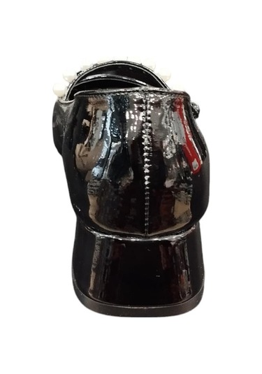 Ventes Yuvarlak Burun 3 Cm Kalın Topuk İnci Tokalı Kadın Topuklu Ayakkabı Siyah