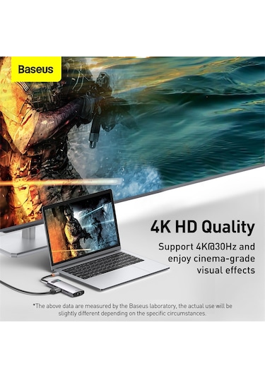 Baseus Metal Gleam 8in1 Multifonksiyonel Type-C Hub Dock Station