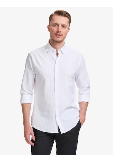Pierre Cardin Erkek Beyaz Gömlek Desenli 50320859-vr013