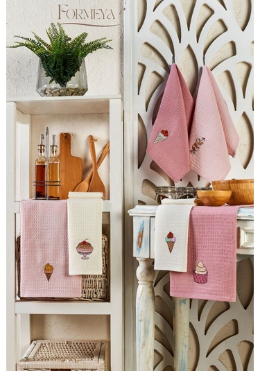 Formeya 6'lı Mutfak Kurulama Bezi Waffle Desen 40x60 Cm 6 Adet Pudra