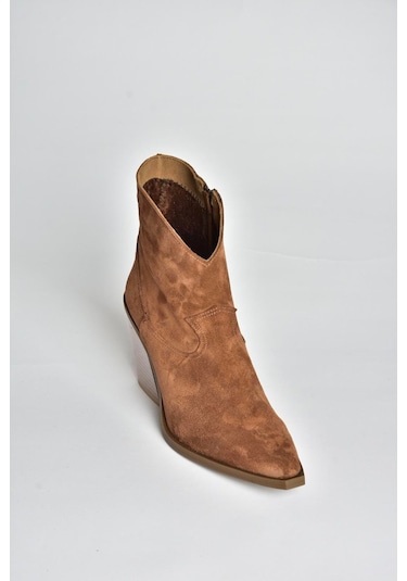 Fox Shoes V654081902 Tarçın/taba Hakiki Deri Süet Kalın Topuklu Western Kovboy Kadın Bot Tarçın - Taba
