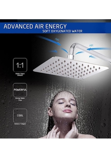 Beyaz Dumanı 8/10/12in Paslanmaz Çelik Kare Duş Başlığı Yüksek Basınçlı Duş Püskürtücü Üst Duş Başlığı Krom Su Tasarrufu Banyo Aksesuarları M Diğer Diğer