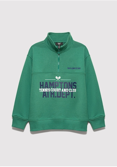 Mavi - Baskılı Kapüşonlu Yeşil Sweatshirt 6s10169-71697 Yeşil