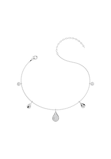 İndigo Takı Su Damlası Beyaz Gümüş Halhal Çok Renkli