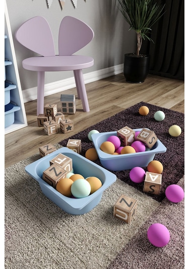 %100 Mdf - Small Duo 10 Sepetli Oyuncak Dolabı Mavi