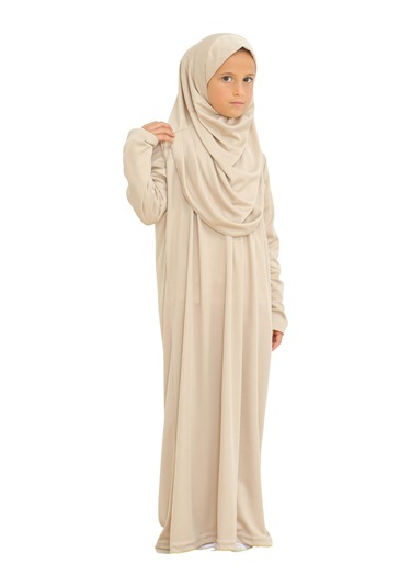 İki Parça Çocuk Elbisesi Seti Eşarp İle Takım Taş