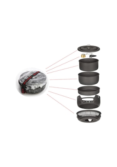 Alocs Kamp Pişirme Seti 10 Parça Alkol Ocaklı Çok Renkli