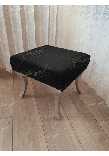 Ayak Ucu Kapı Önü Antre Düz Bench Puf Gümüş Ayak Siyah
