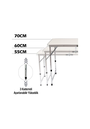 FUNKY CHAIRS Şemsiyeli Tabureli Katlanabilir Piknik Masası Seti - Gri Gri