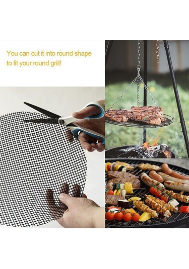 Padalink Siyah Cam Fiber Barbekü Ağı - Anti Yapışkan, Yeniden Kullanılabilir, Kesilebilir, Yüksek Sıcaklık Dayanıklı, Pratik Izgara Aracı Çok Renkli