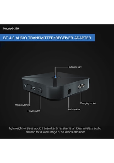 Yunboo Kn319 Bluetooth 4.2 Verici-alıcı Çift Fonksiyonlu, Tv Ve Bilgisayar Uyumlu Kablosuz Ses Adaptörü