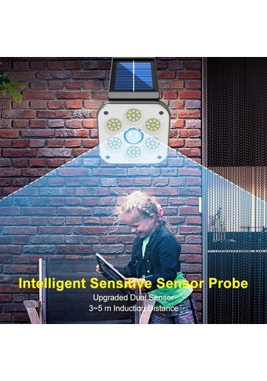 Novahub Güneş Enerjili Döner Bahçe Duvar Lambası, 3 Işık Modu, Ip65 Su Geçirmez, 54 Smd Siyah, Sensörlü Led Aydınlatma Siyah