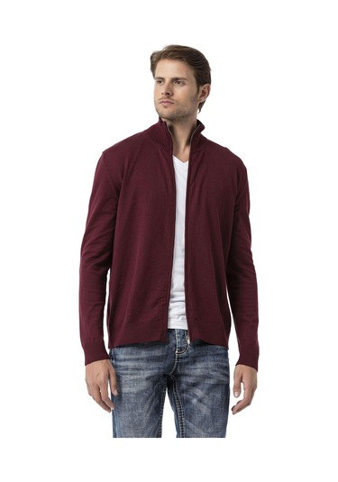 Cp282 Ultimate Zip Luxe Knit Men Sweater Bordo